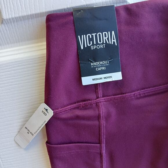 Victoria Sport Knockout Pocket Capri Leggings M plum purple VSD activewear - Picture 5 of 12